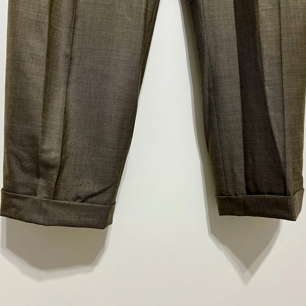 Austin Reed Mens Wool Suit 42L 34x30 2pc Jacket Pants Khaki Glen Check‎